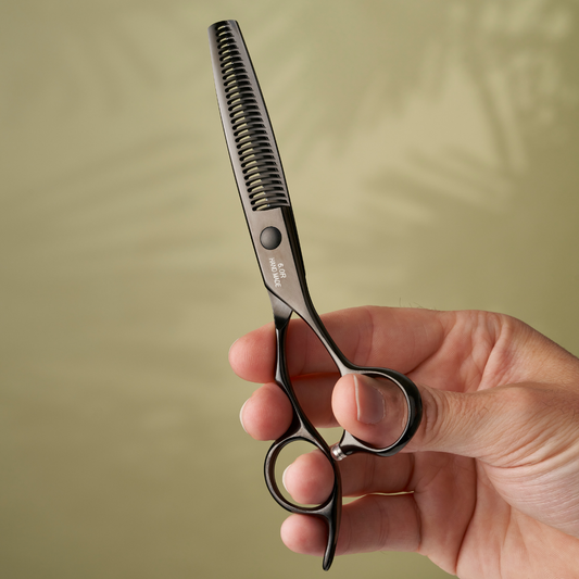 leaf scissors black texturising sustainable salon tools scissors