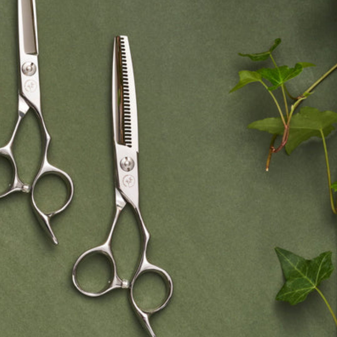leaf scissors pure steel texturising sustainable salon tools scissors